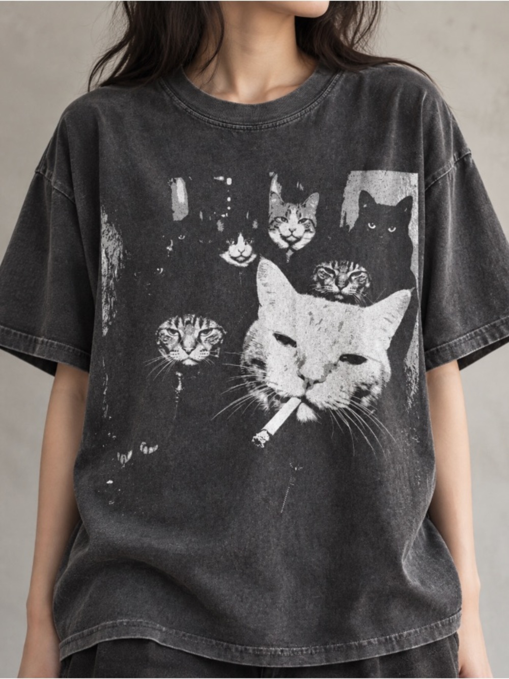 Funny Gangster Cat Shirt, Meme Cats Graphic Tee, Edgy Cat T-Shirt - Picture 4 of 7